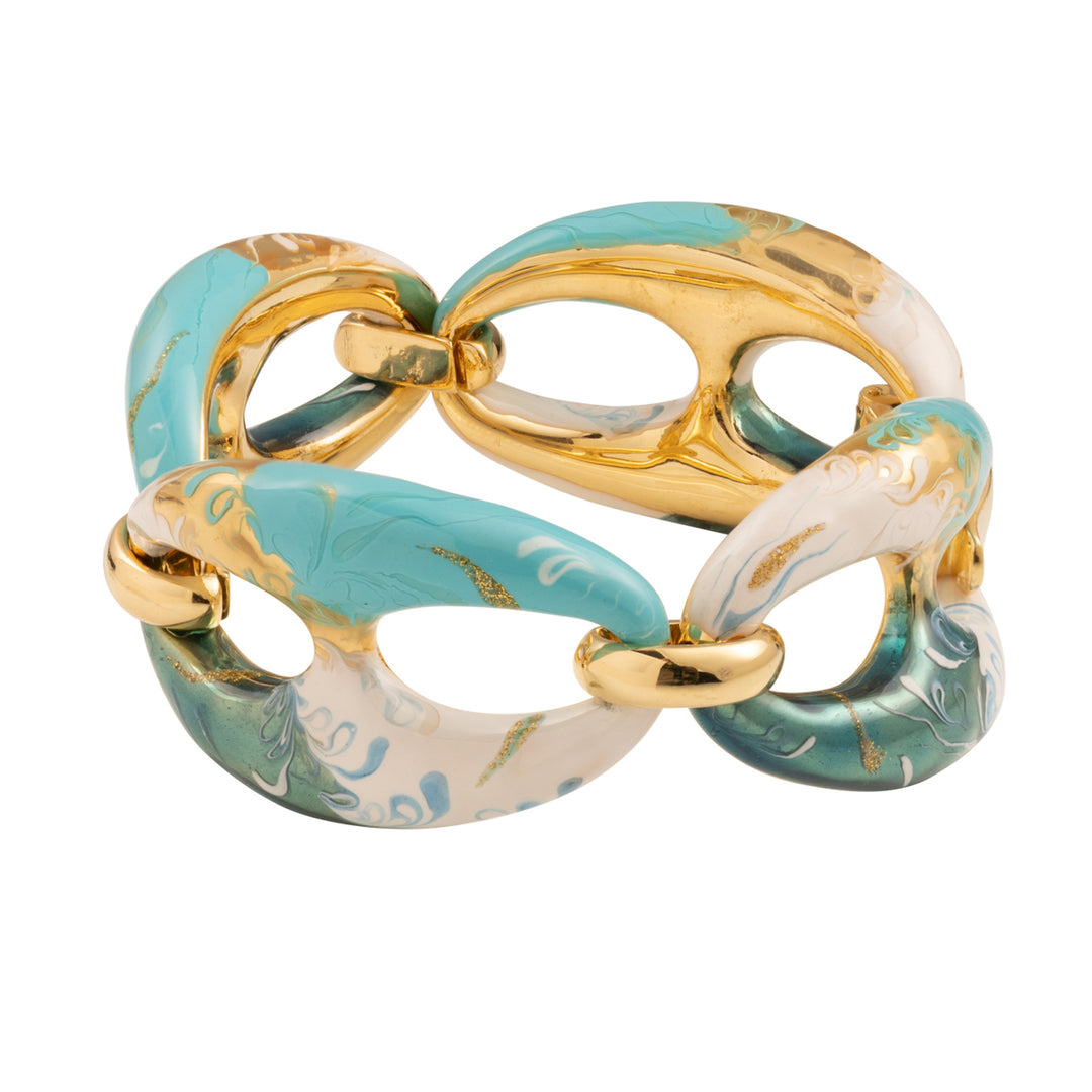 Federica Rossi Sea Collection Bronze Bronze Bronze Bronze Bronze Gold Finish 18kt turquoise enamel and glitter fr.br.21