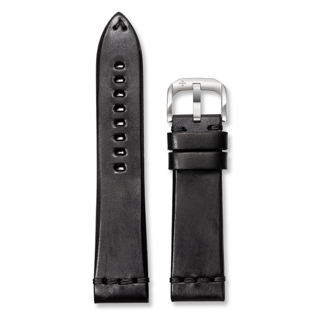 Venezianico Antiqued Svart Läderrem 22mm