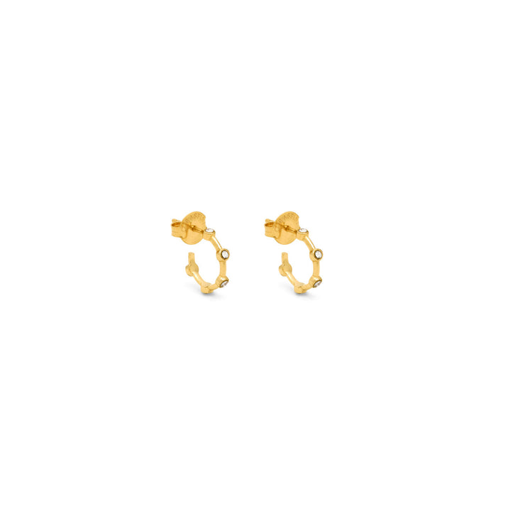 Giovanni Raspini kleine goldene Satellitenohrringe Ohrringe aus 18 kt vergoldetem 925er Silber und Zirkonen 12557