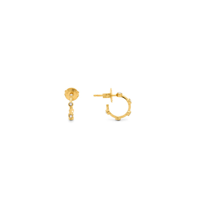 Giovanni Raspini kleine goldene Satellitenohrringe Ohrringe aus 18 kt vergoldetem 925er Silber und Zirkonen 12557