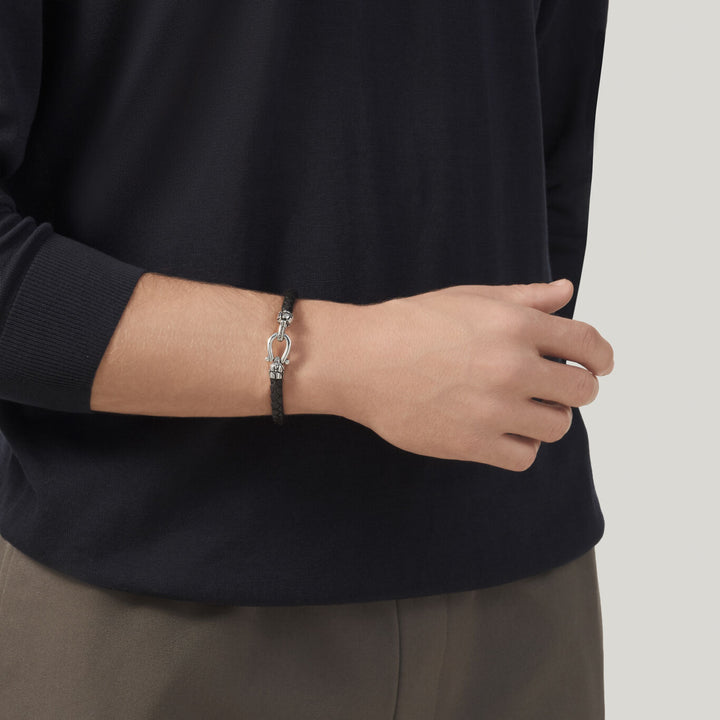Giovanni Raspini kroko læder armbånd 925 sølv og læder armbånd 12568