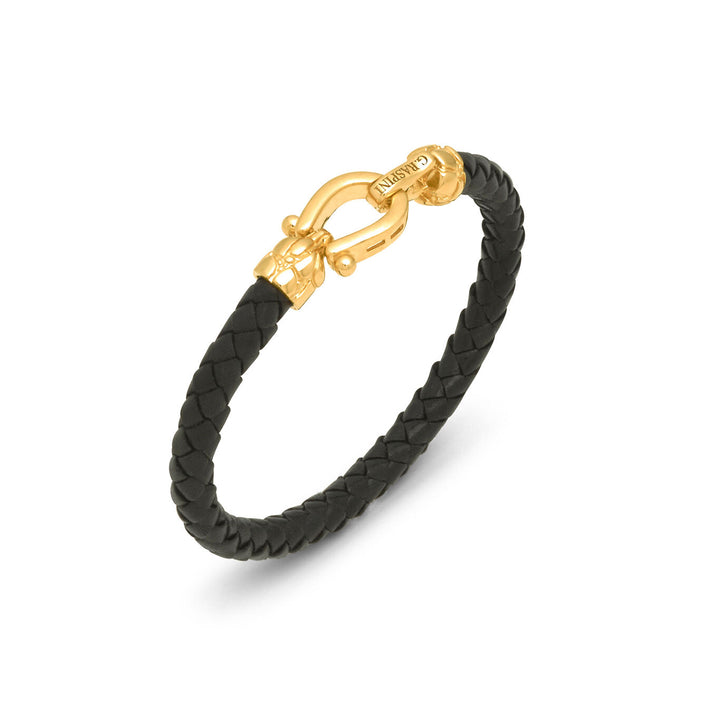 Giovanni Raspini kroko läderarmband 18 kt guldpläterat 925 silver och läderarmband 12569