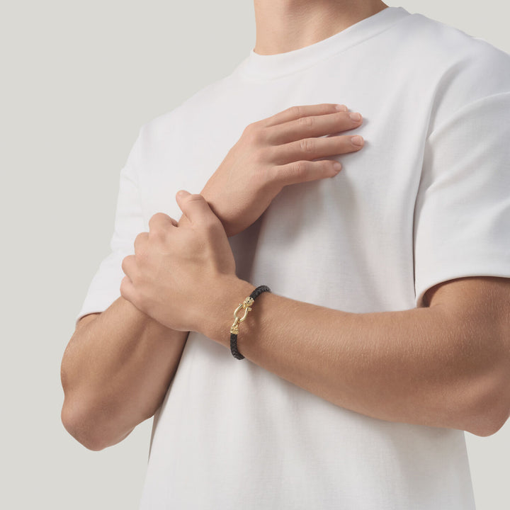 Giovanni Raspini kroko läderarmband 18 kt guldpläterat 925 silver och läderarmband 12569