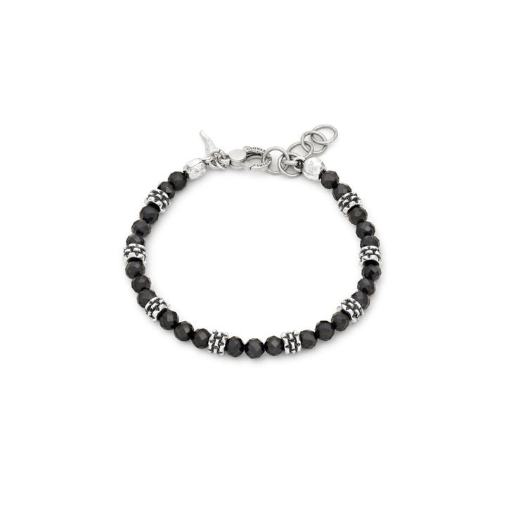 Schwarzes Spinell-Armband von Giovanni Raspini mit Nieten. Armband aus 925er Silber und schwarzem Spinell 12577