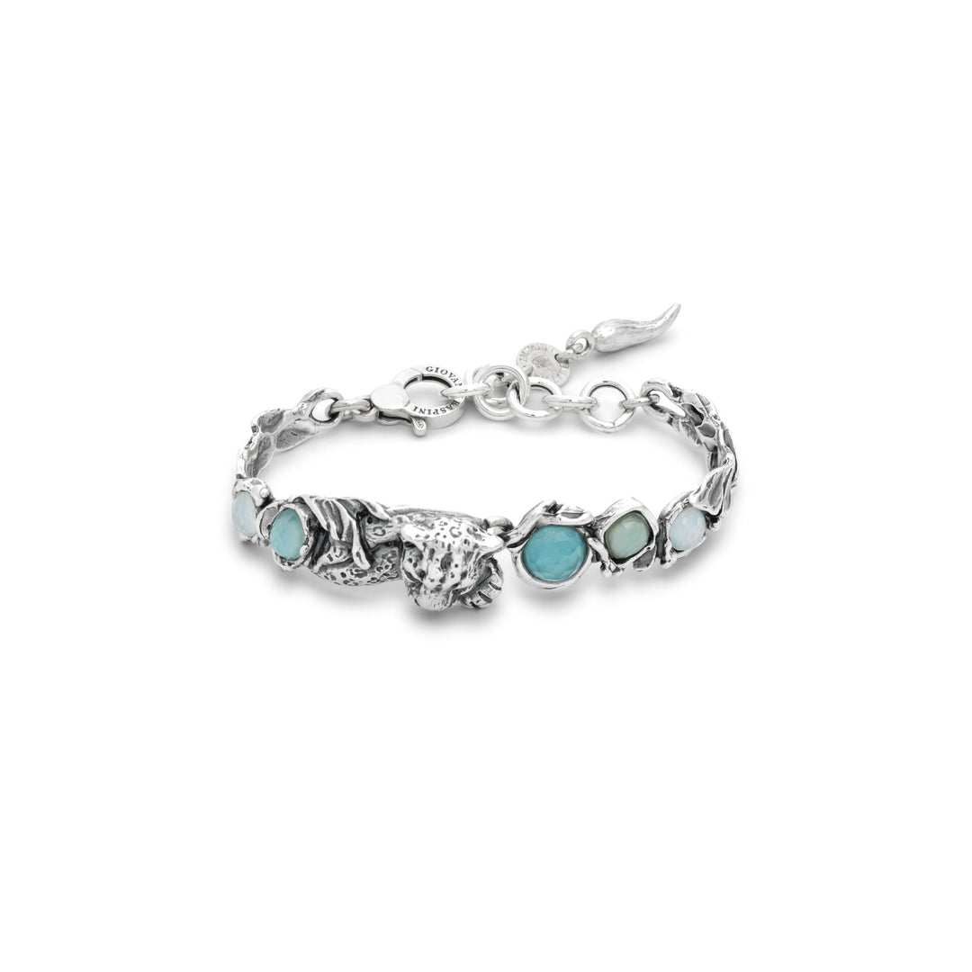 Giovanni Raspini Blue Jaguar Armband - Armband i 925 silver, pärlemor, bergskristall och kvarts - 12684