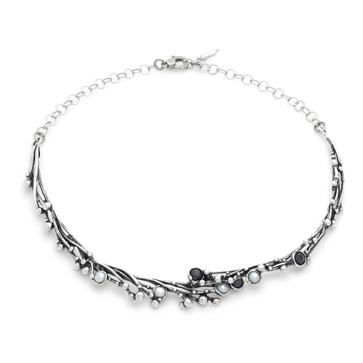 Giovanni Raspini Aura Halsband - 925 Silver Halsband, naturliga pärlor och onyx - 12685
