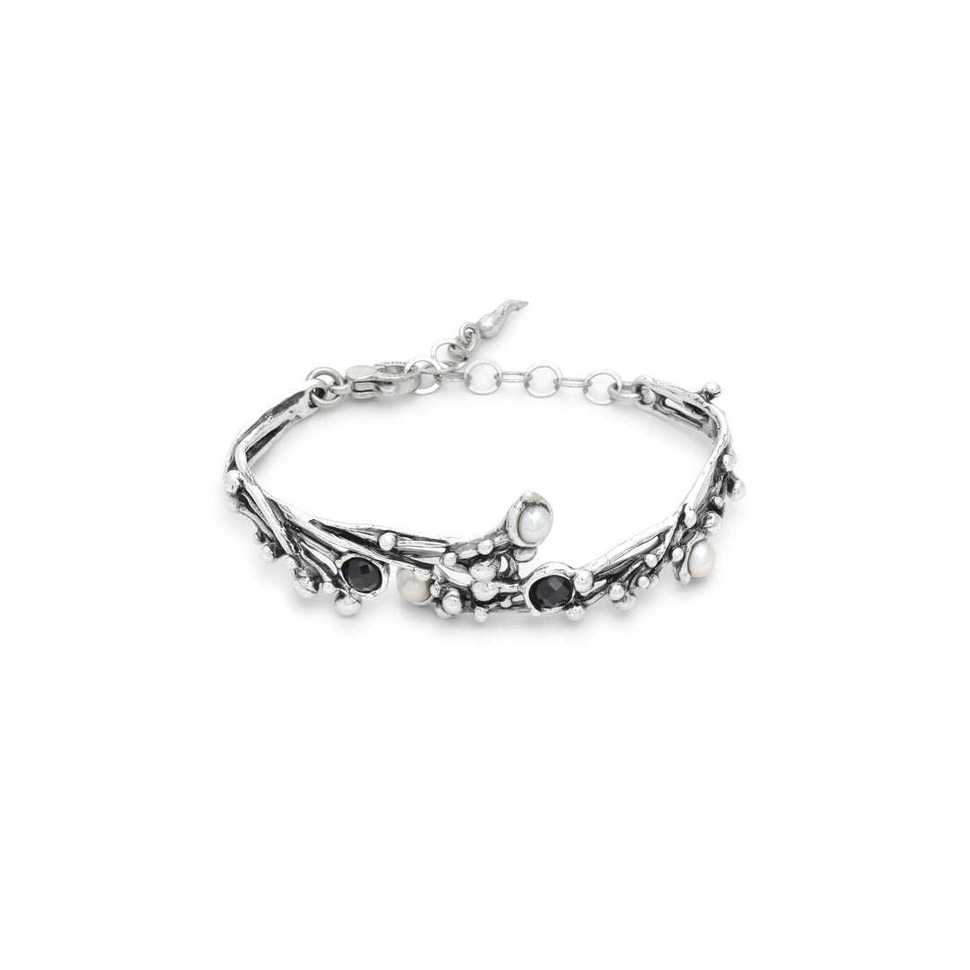 Giovanni Raspini Aura-Armband – Armband aus 925er Silber, Naturperlen und Onyx – 12690