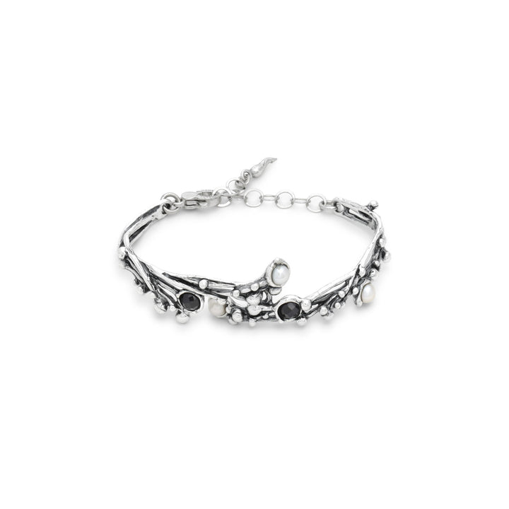 Giovanni Raspini Aura-Armband – Armband aus 925er Silber, Naturperlen und Onyx – 12690