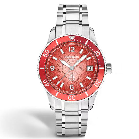 Montblanc klocka Iced Sea Automatic Date 0 Oxygen 38mm röd automatisk stål Limited Edition 300 pieces 135762