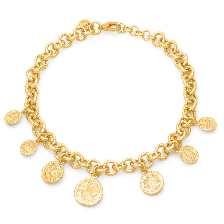 Giovanni Raspini pueblo mynthalsband 18 kt guldpläterat halsband N0068