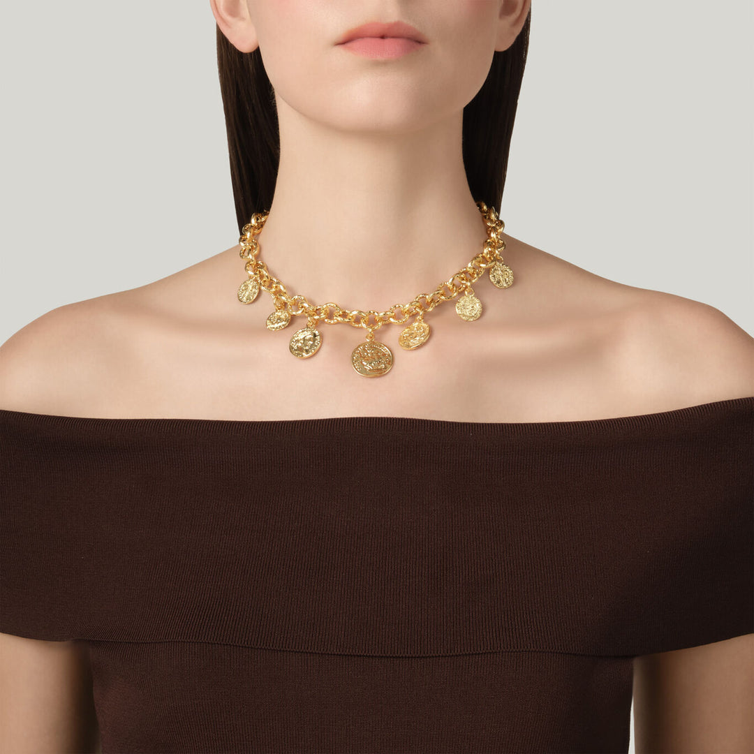 Giovanni Raspini pueblo mynthalsband 18 kt guldpläterat halsband N0068