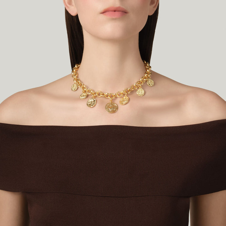 Giovanni Raspini pueblo mynthalsband 18 kt guldpläterat halsband N0068