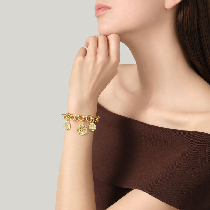 Giovanni Raspini pueblo møntarmbånd 18 karat guldbelagt armbånd N0069