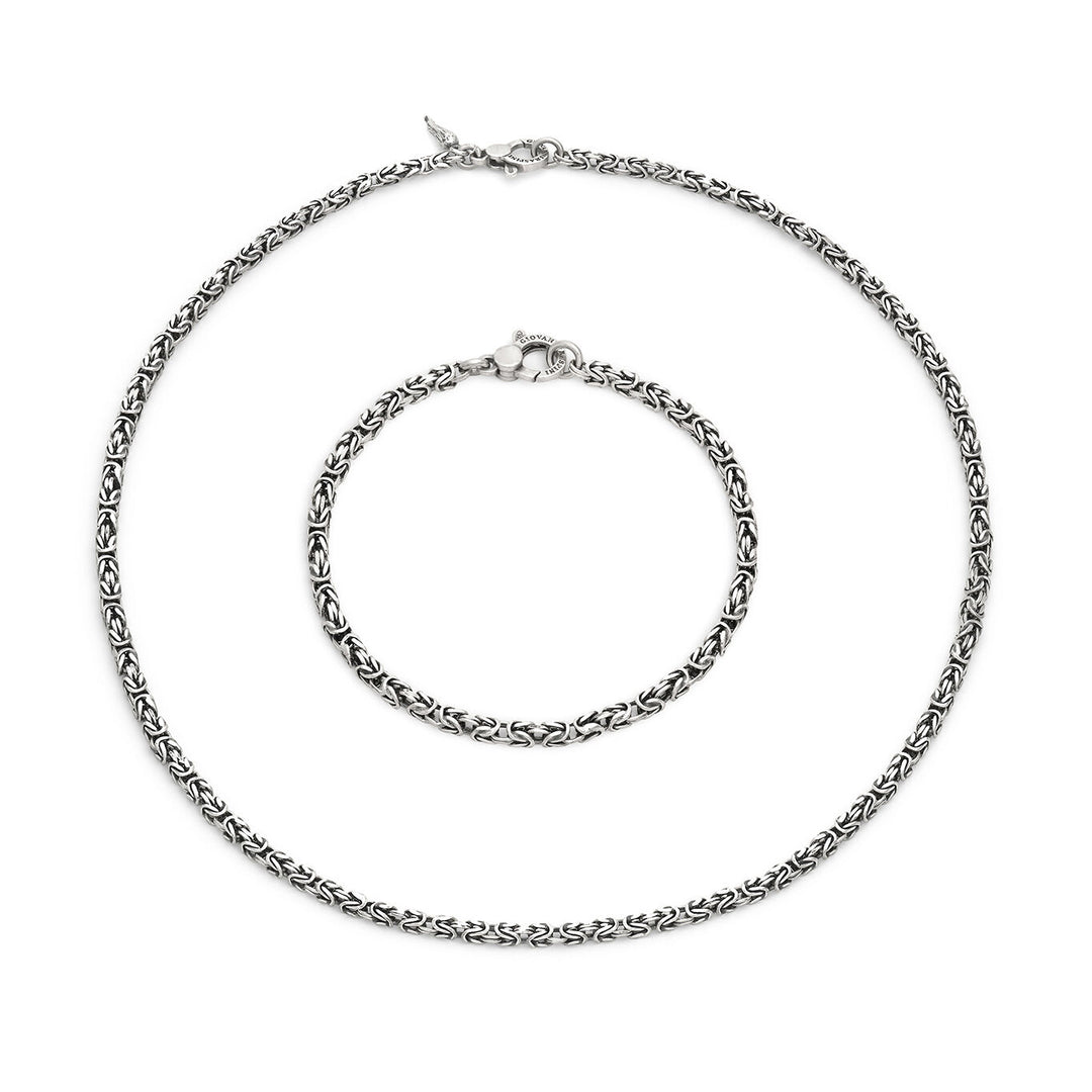 Giovanni Raspini Set byzantinische quadratische Halskette und Armband aus 925er Silber X01601
