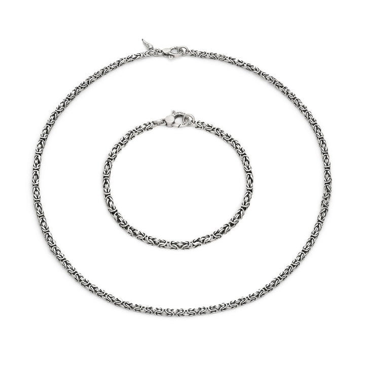 Giovanni Raspini Set byzantinische quadratische Halskette und Armband aus 925er Silber X01601