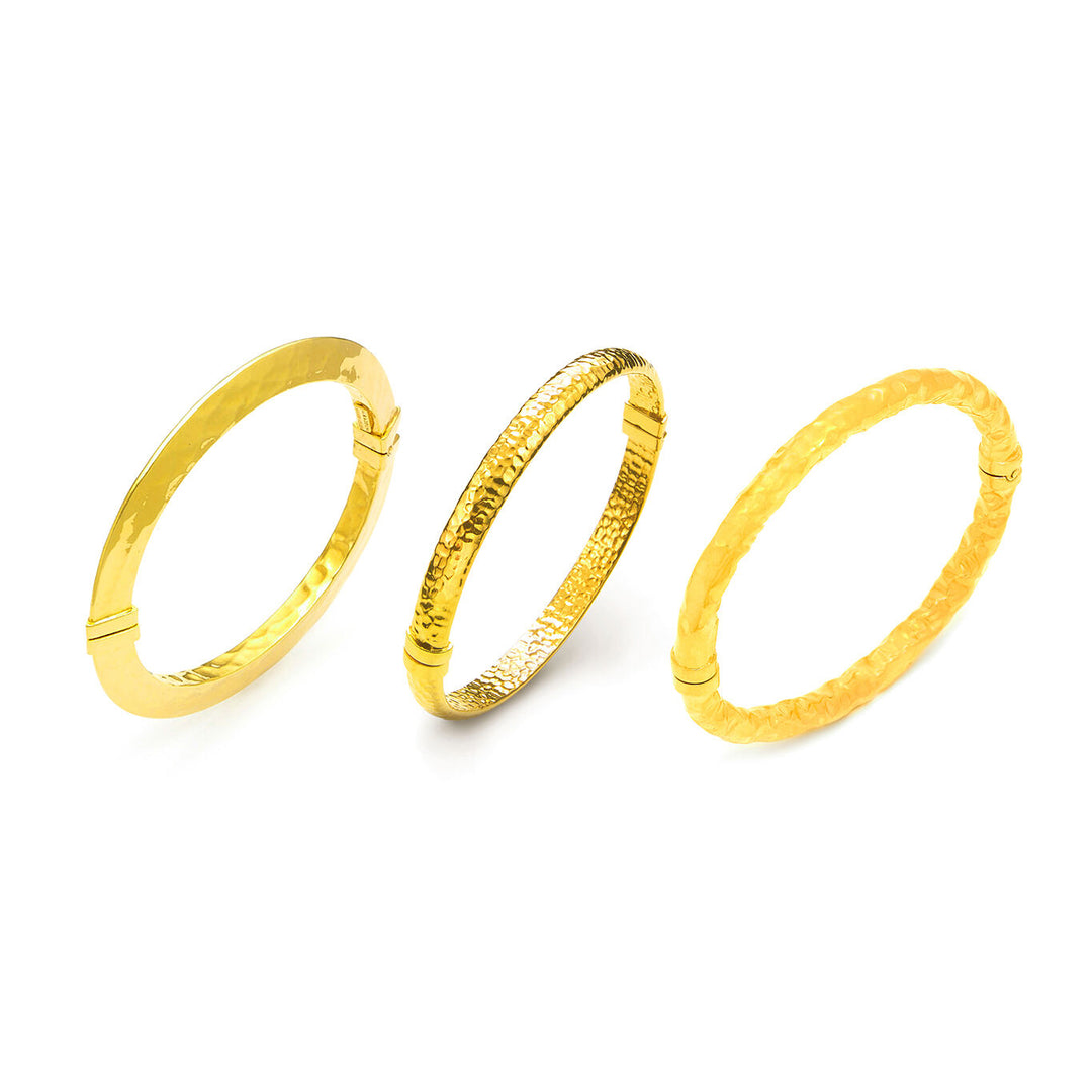 Giovanni Raspini Silber-Rock-Armreif-Set, 18-karätig vergoldete Silberarmbänder X01613