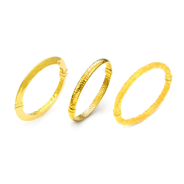 Giovanni Raspini Silber-Rock-Armreif-Set, 18-karätig vergoldete Silberarmbänder X01613