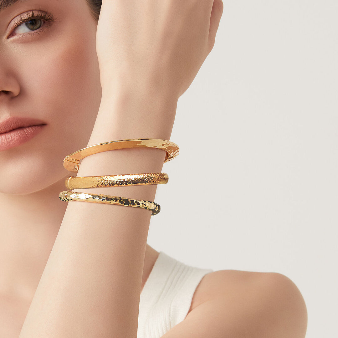 Giovanni Raspini Silber-Rock-Armreif-Set, 18-karätig vergoldete Silberarmbänder X01613