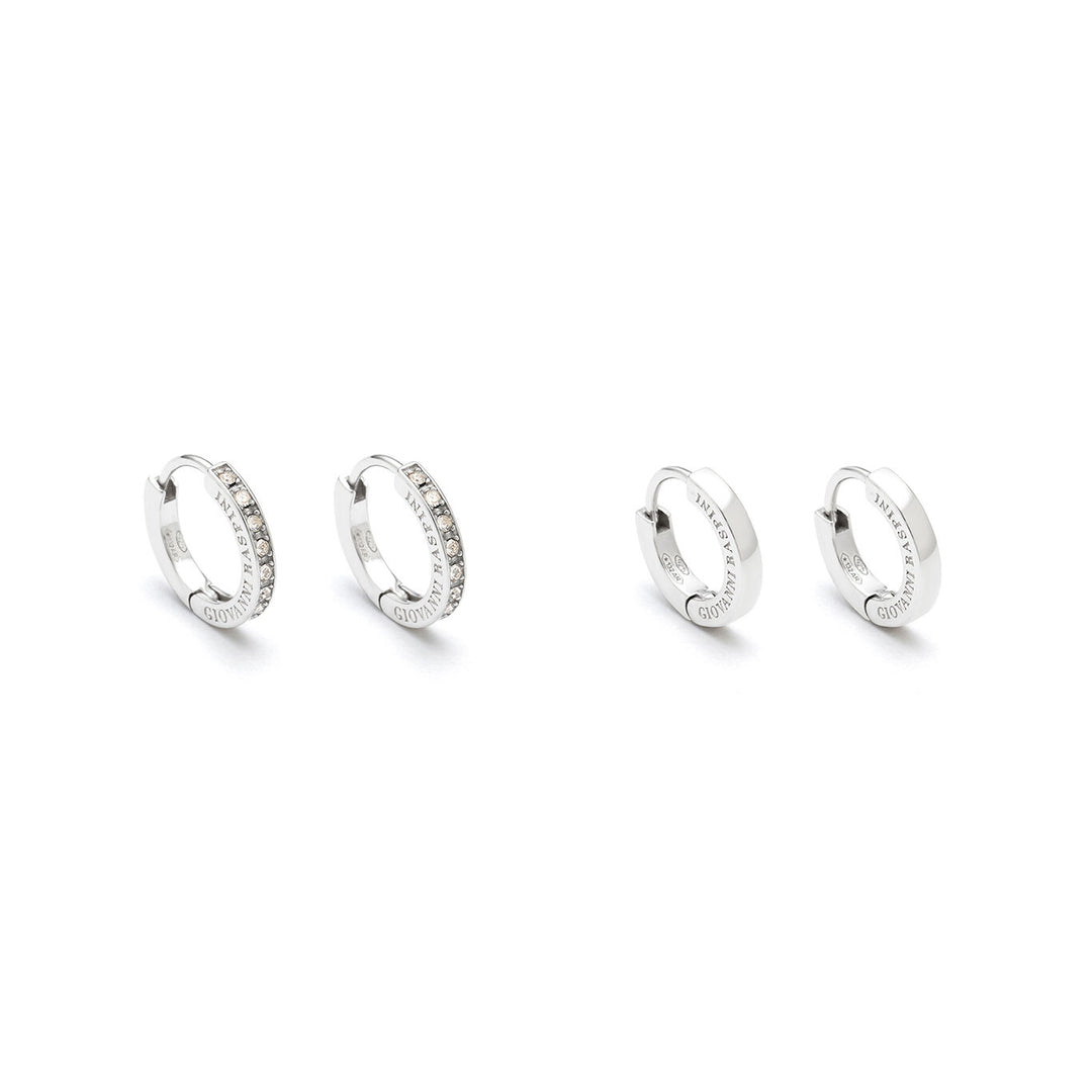 Giovanni Raspini Huggie-Set aus Silber und Zirkonen Creolen aus 925er Silber und Zirkonen X01617