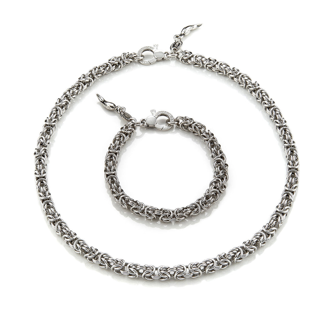 Giovanni Raspini kleines byzantinisches Gliederset Halskette und Armband aus 925er Silber X01618