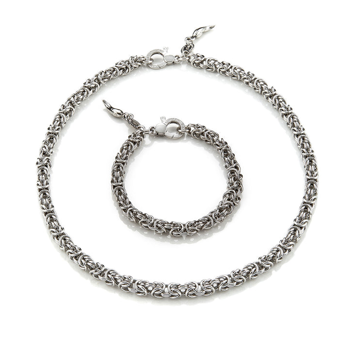 Giovanni Raspini kleines byzantinisches Gliederset Halskette und Armband aus 925er Silber X01618