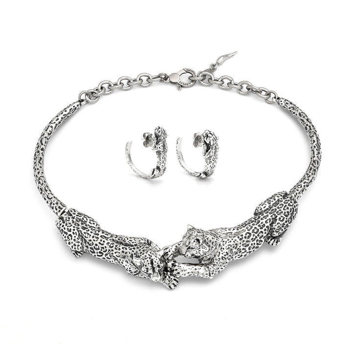 Giovanni Raspini Set Leoparden Halskette und Ohrringe aus 925er Silber X01621