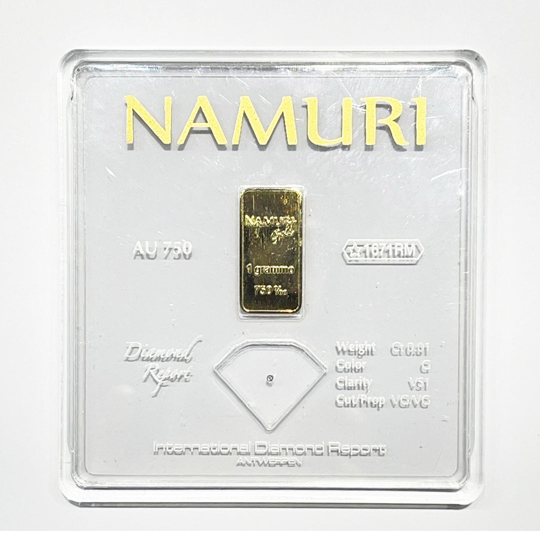 Namuro Lingotto 1 Gold Gram 18kt Diamond 0,01ct G VS1 NDJ/G01GVS