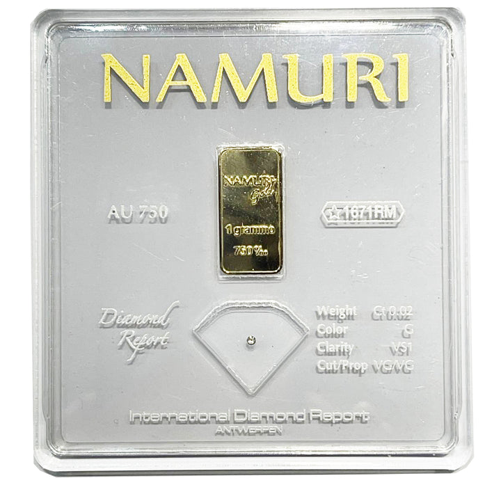 Namuro Lingotto 1 Gold Gram 18kt Diamond 0,02ct G VS1 NDJ/G02GVS