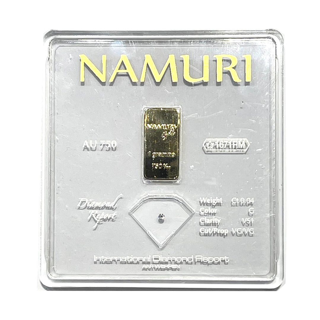 Namuri Ingot 1 gram 18kt gold diamond 0.04ct G VS1 NDJ/G04GVS