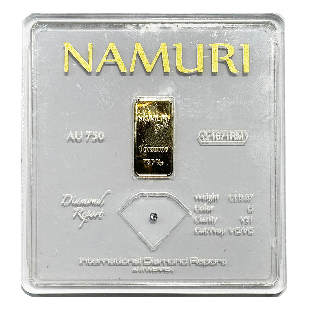 Namuri Ingot 1 gram 18kt gold diamond 0.07ct G VS1 NDJ/G07GVS