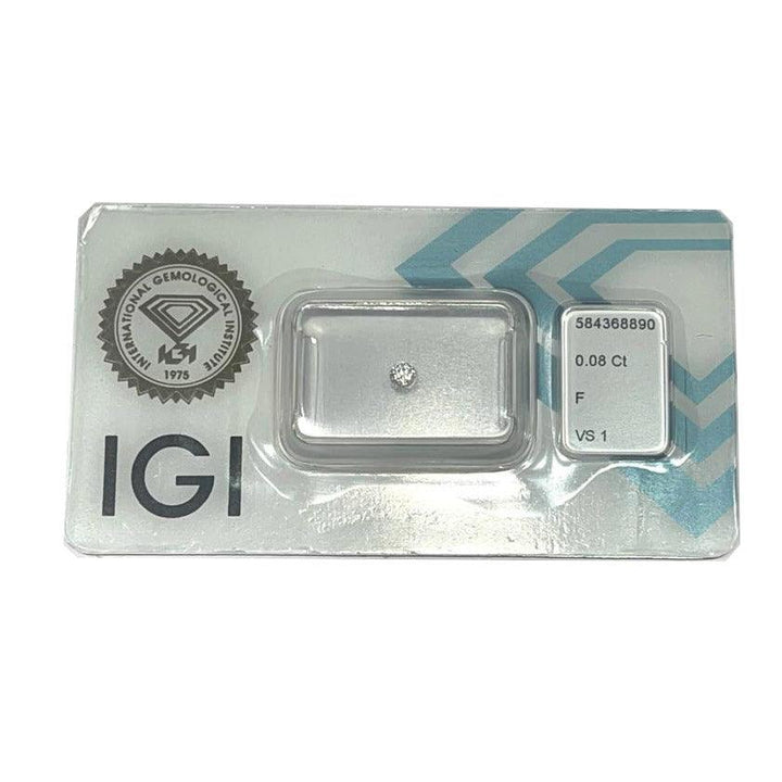 IGI diamante in blister certificato taglio brillante 0,08ct colore F purezza VS 1 - Capodagli 1937