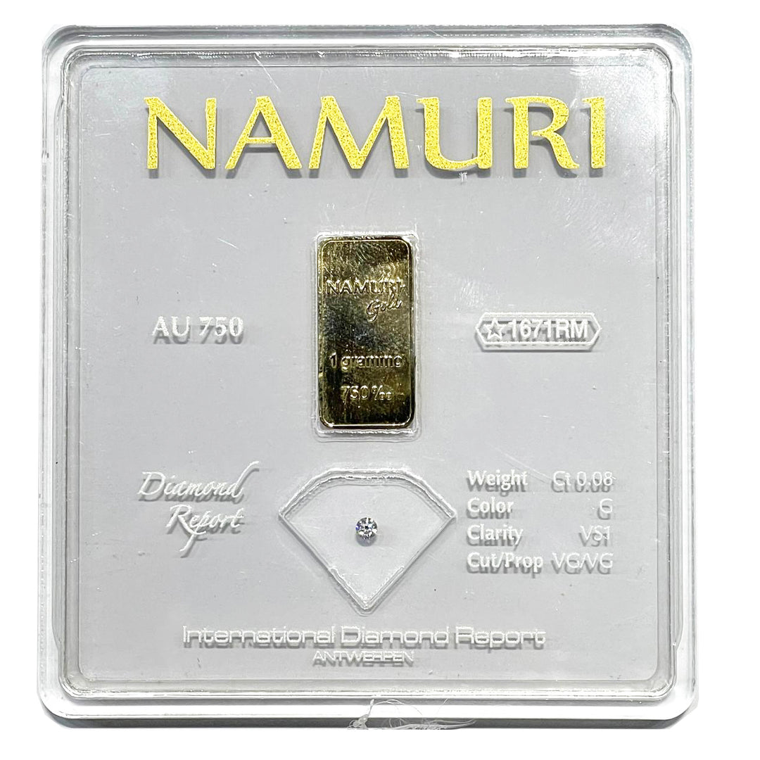 Namuro Lingotto 1 Gold Gram 18kt Diamond 0,08ct G VS1 NDJ/G08GVS