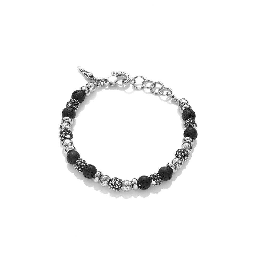 Giovanni Raspini Black Berries Armbånd 925 Lava Stone 10490