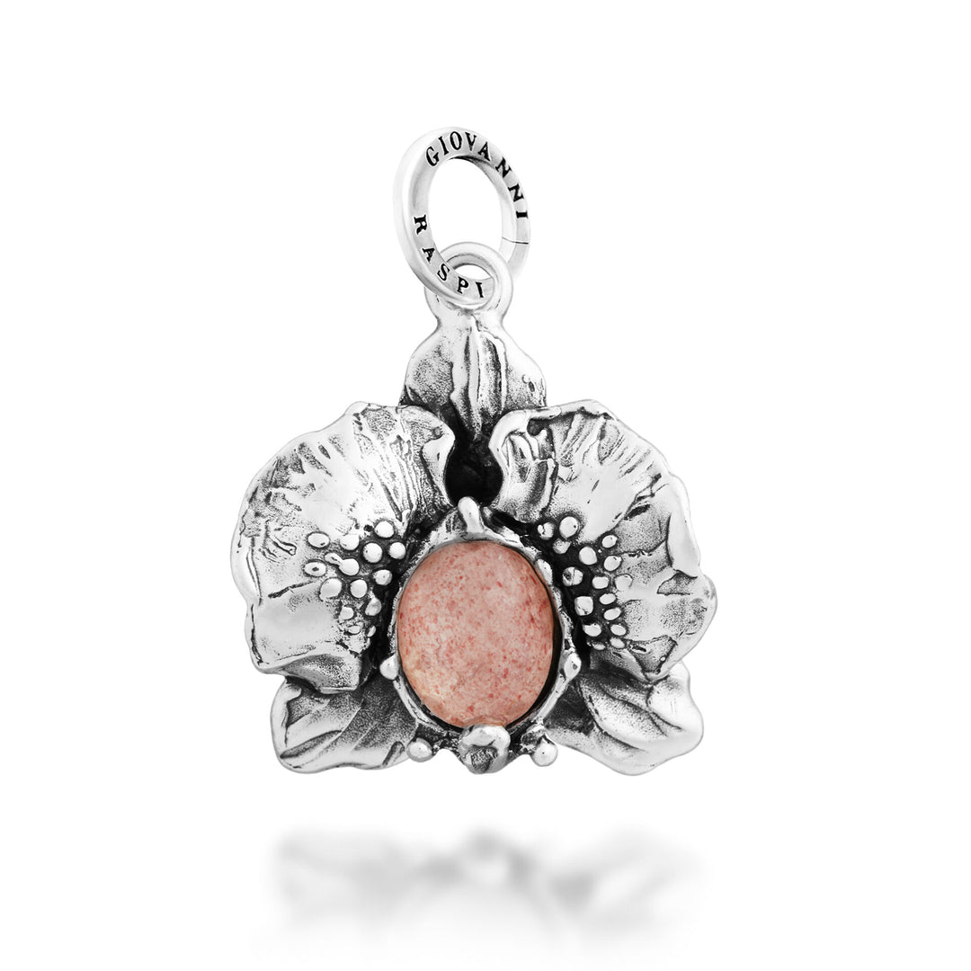 Giovanni Raspini Orchideen-Cabochon-Anhänger – Silber-, Perlmutt- und Quarz-Anhänger – 12710