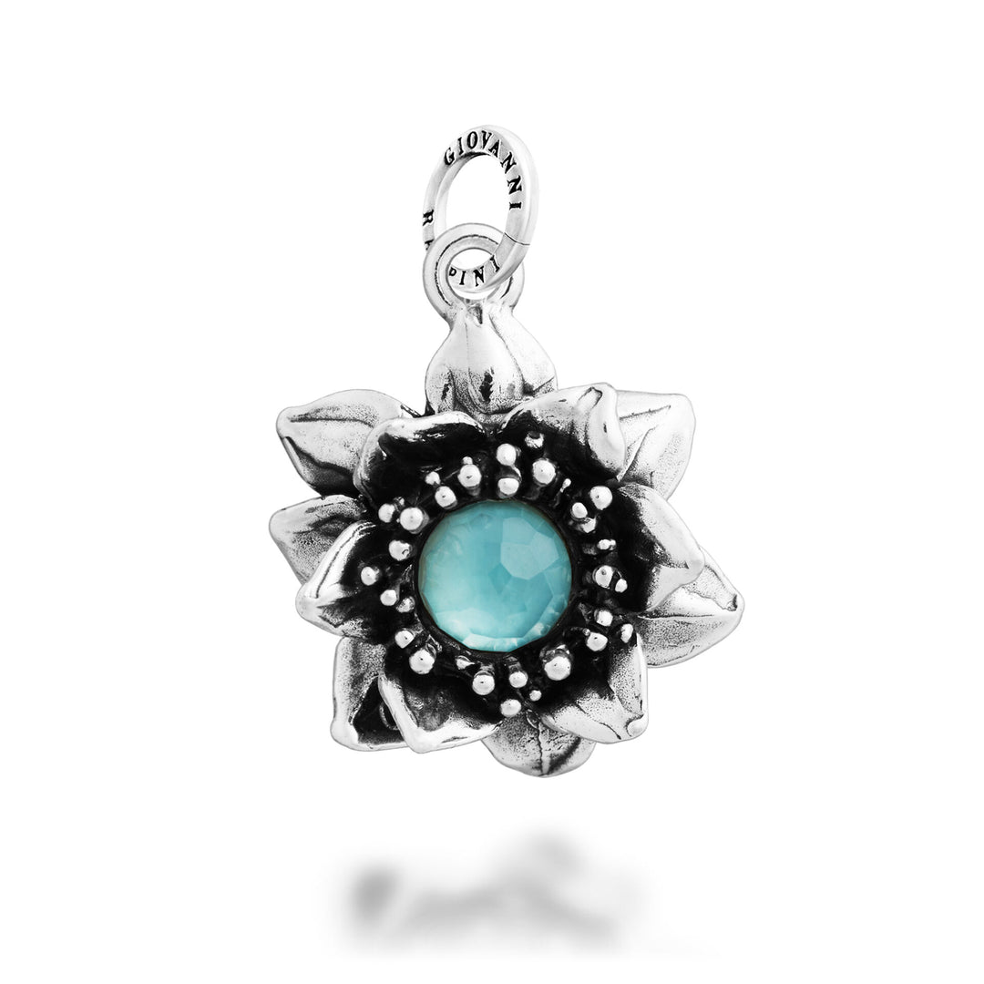 Giovanni Raspini Water Lily Cabochon Berlock - Silver, pärlemor och kvarts berlock - 12713