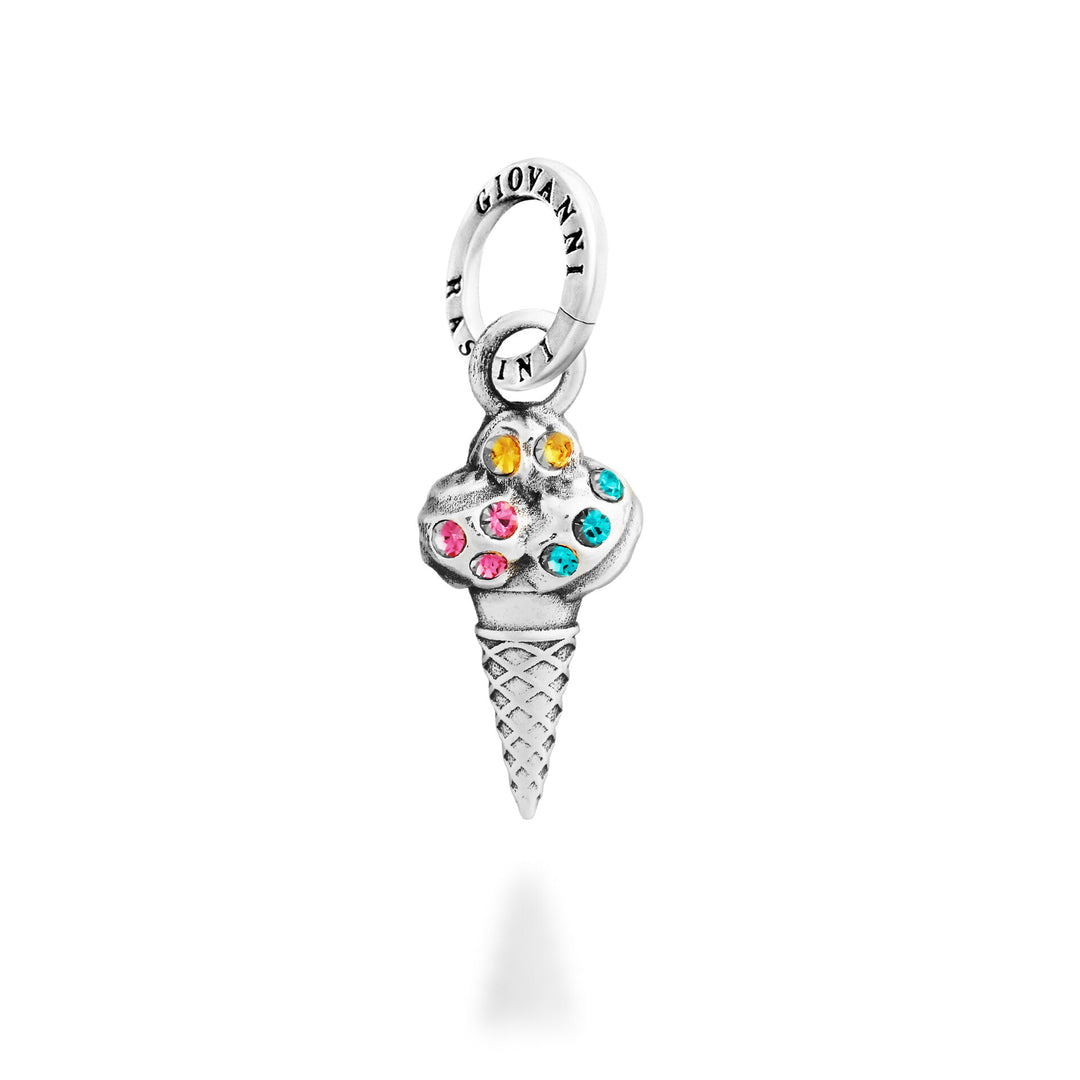 Giovanni Raspini Crystal Ice Cream Cone Charm – Silber- und Zirkon-Charm – 12747