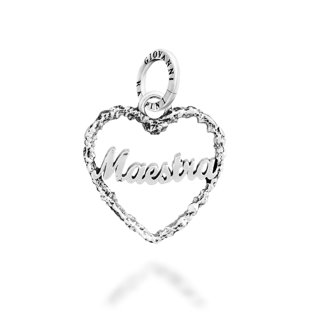 Giovanni Raspini "Maestra" Heart Charm - Silver Charm - 12813