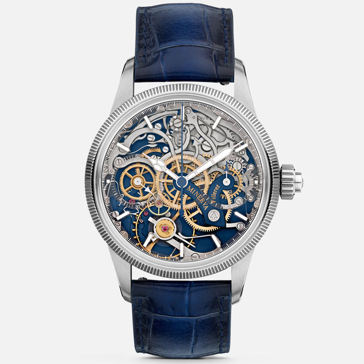Montblanc watch 1858 The Unveiled Minerva Chronograph Limited Edition - 100 pieces 43mm skeletal manual steel 133296