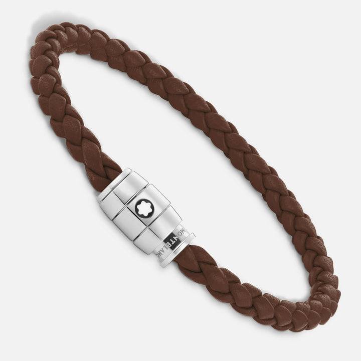 Montblanc 3-rings stålarmband och Meisterstück Brown Fawn läder storlek M 13600163