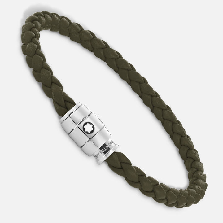 Montblanc 3-rings stålarmbånd og Meisterstück Kaki læder størrelse L 13600568