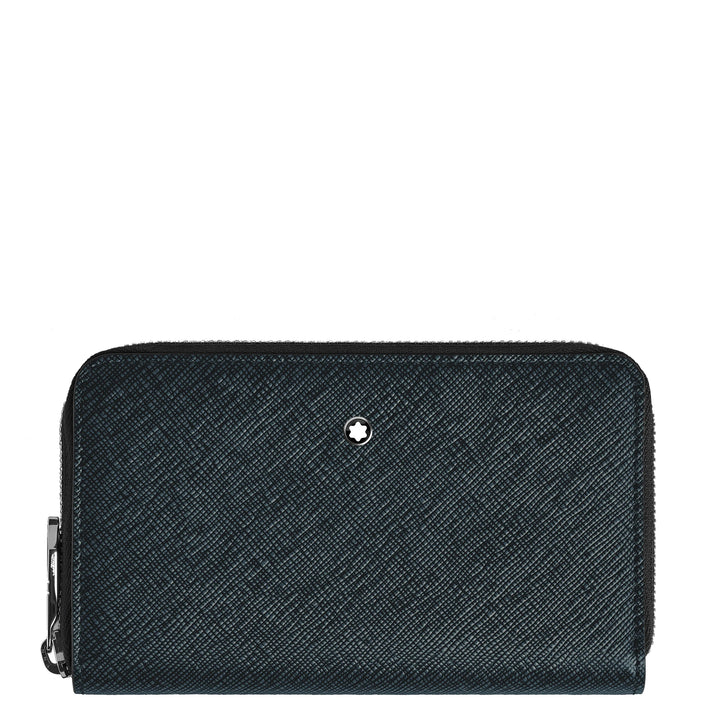 Montblanc pung 12 rum med lynlås medium Sartorial blå tweed 220362