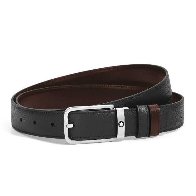 Montblanc reversible belt 30 mm black/ebony Sartorial leather rectangular buckle 223413