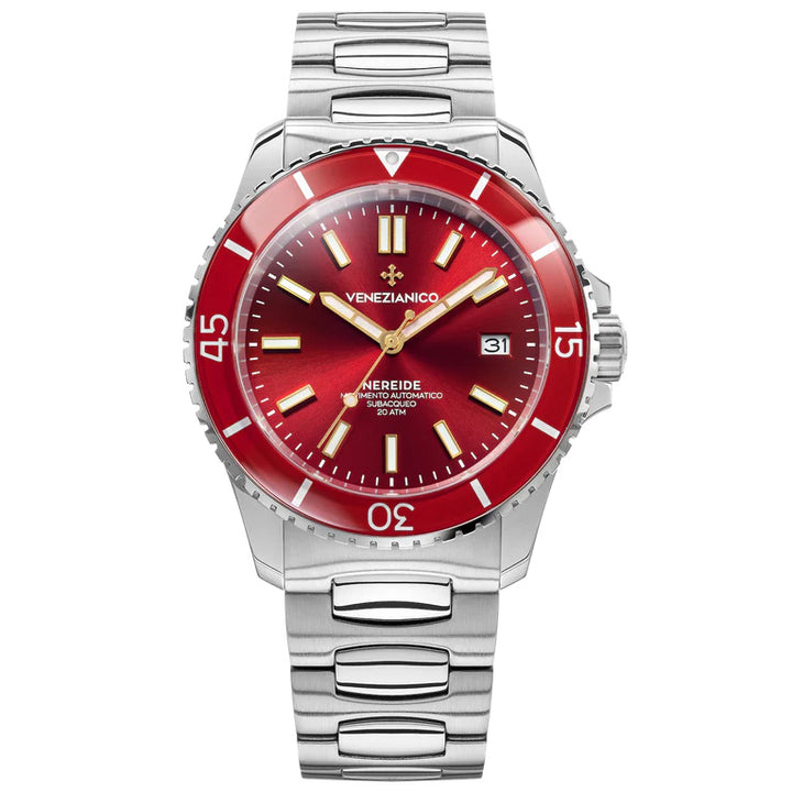 Venezianico Nereide 42mm red automatic steel watch 3321503C