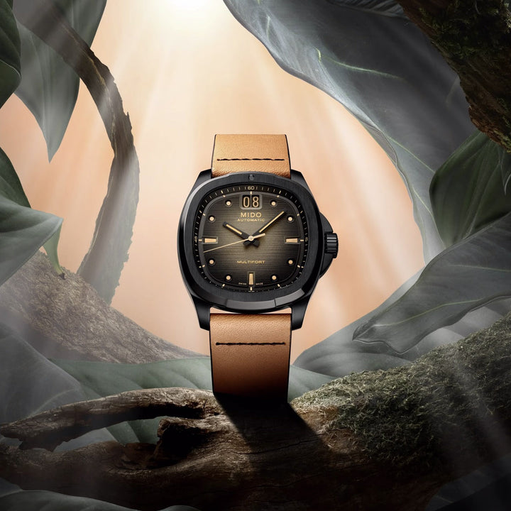 Mido Uhr Multifort TV Big Date 40 mm Automatik grauer Stahl schwarz PVD-Finish M049.526.36.081.00