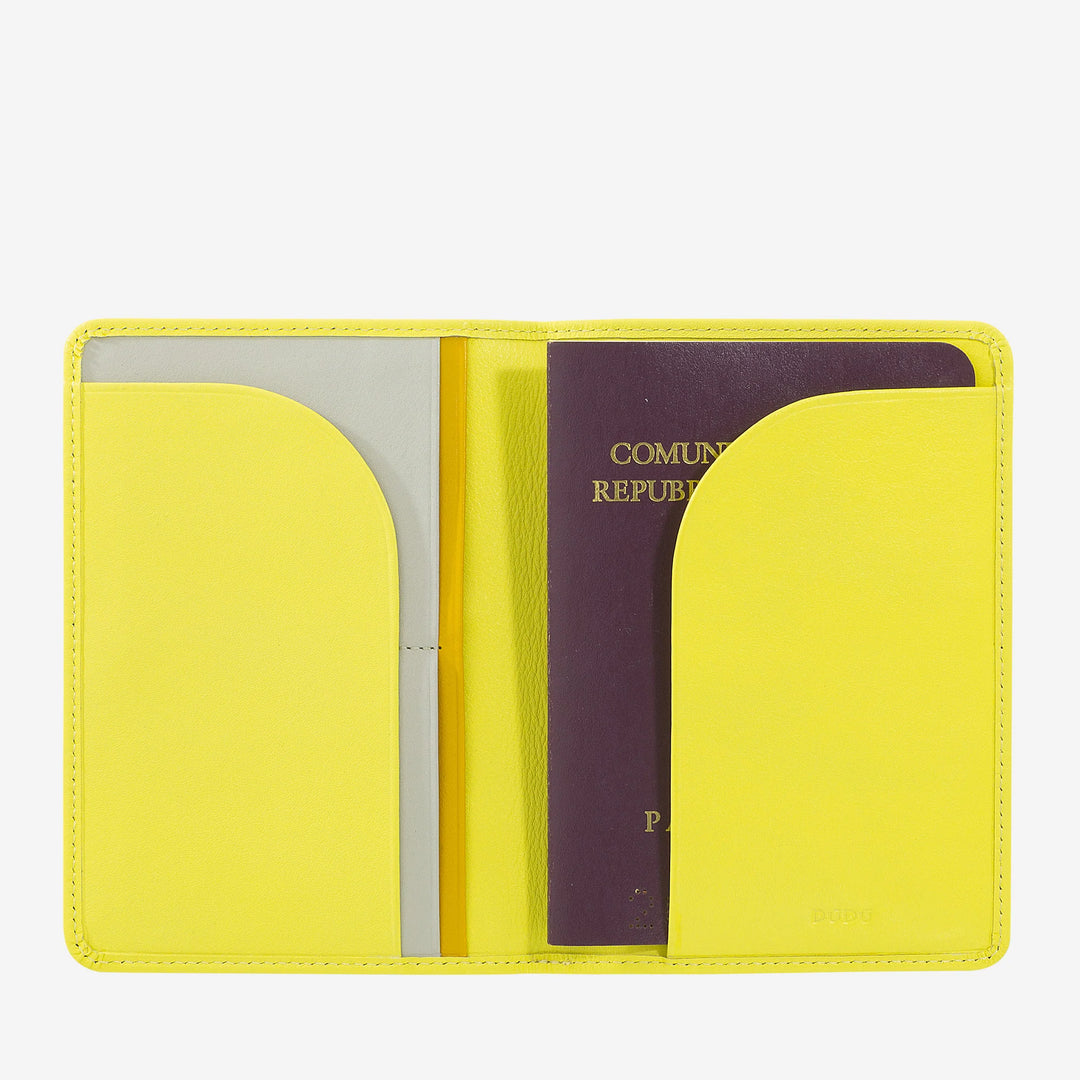 DUDU Travel Leather Passport Holder Case with RFID Protection and Credit Card Holder
