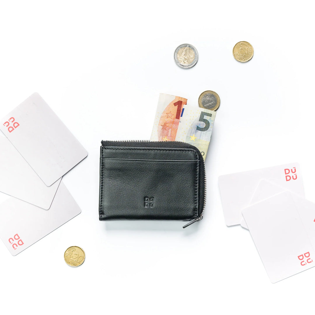 DUDU Kleine Herren-Geldbörse mit Reißverschluss, bunte Leder-RFID-Geldbörse, Kreditkartenhalter, kompaktes Taschendesign