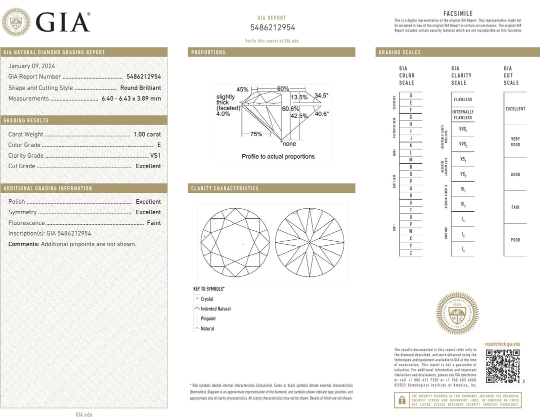 Certificeret investering Diamond allerede 1,00ct farve og renhed vs1