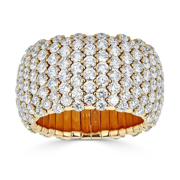 Zydo gul guld diamant kuppel bred elastisk ring 57617