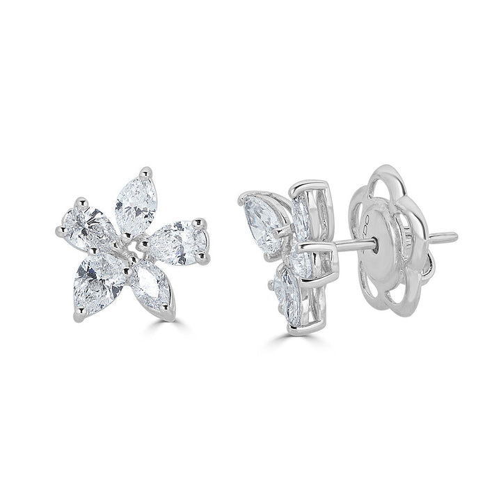 Zydo blomsterformede ørestikker med fancy slebne diamanter i hvidguld 59458