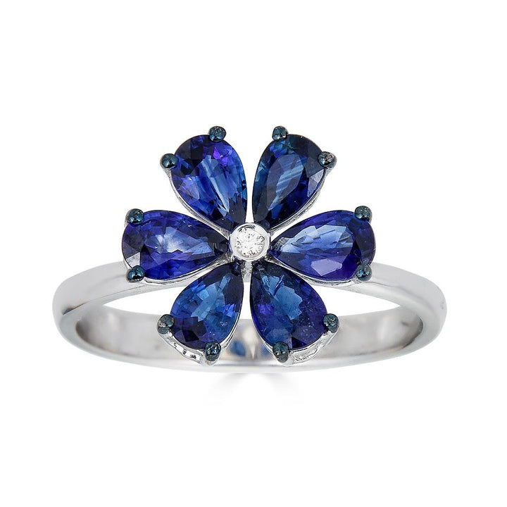 Zydo ring med diamantblomst og gul guld farvede ædelsten 62219
